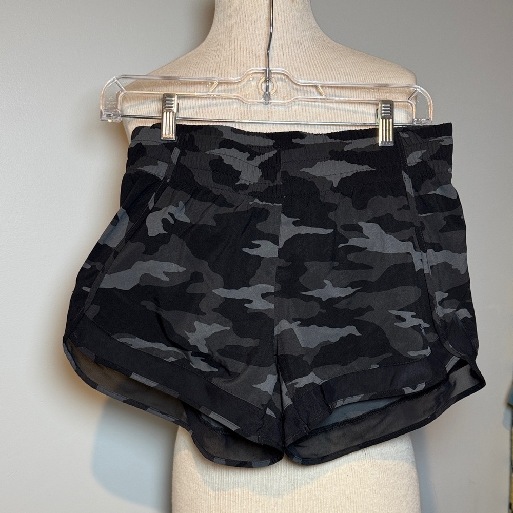 Athleta Camo Athletic Shorts in Black and Gray
